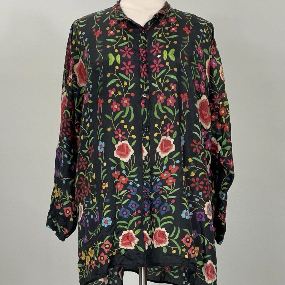 HTF Johnny Was Emby Silk Blouse Size Medium